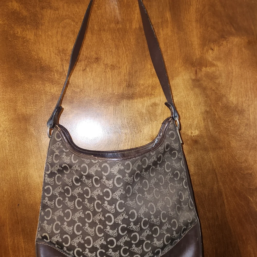 Celine Chocolate Brown Denim Canvas Hobo - Picture 3 of 13